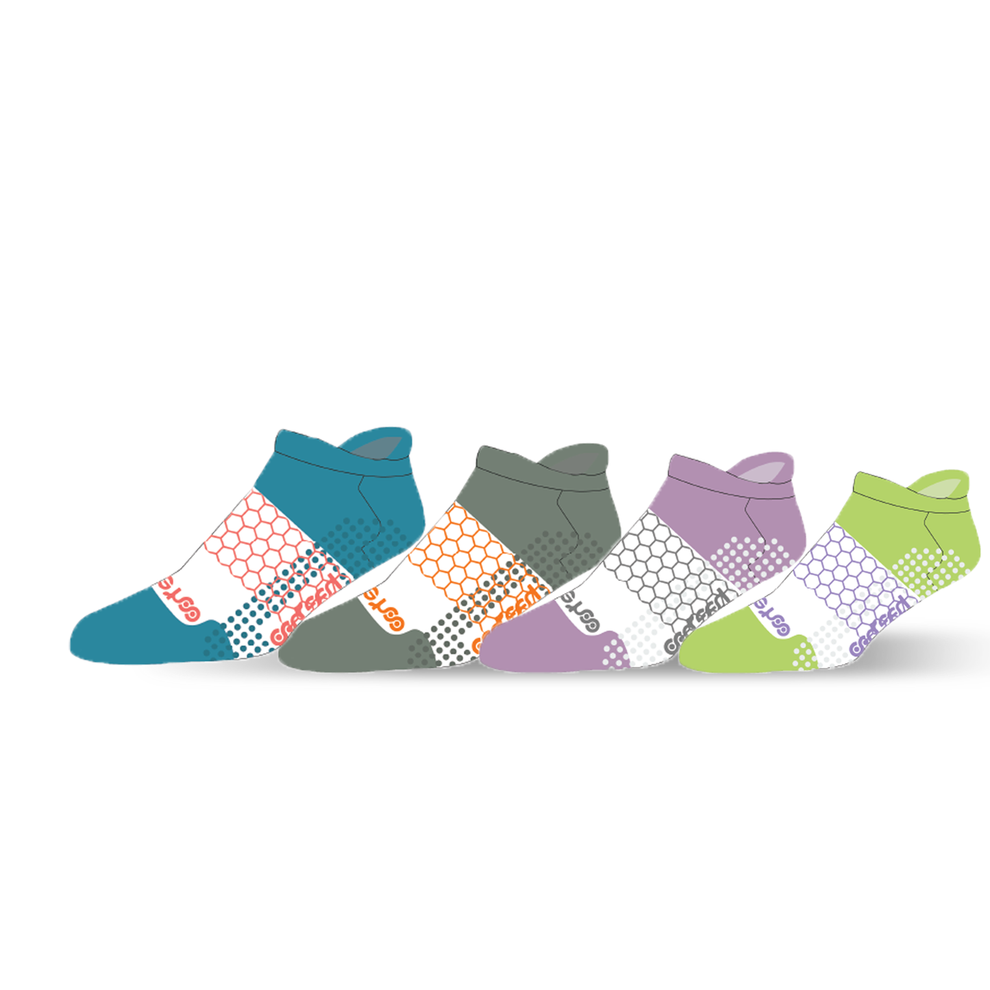 "HexaGrip Youth Ankle Sport Socks" 4-pack