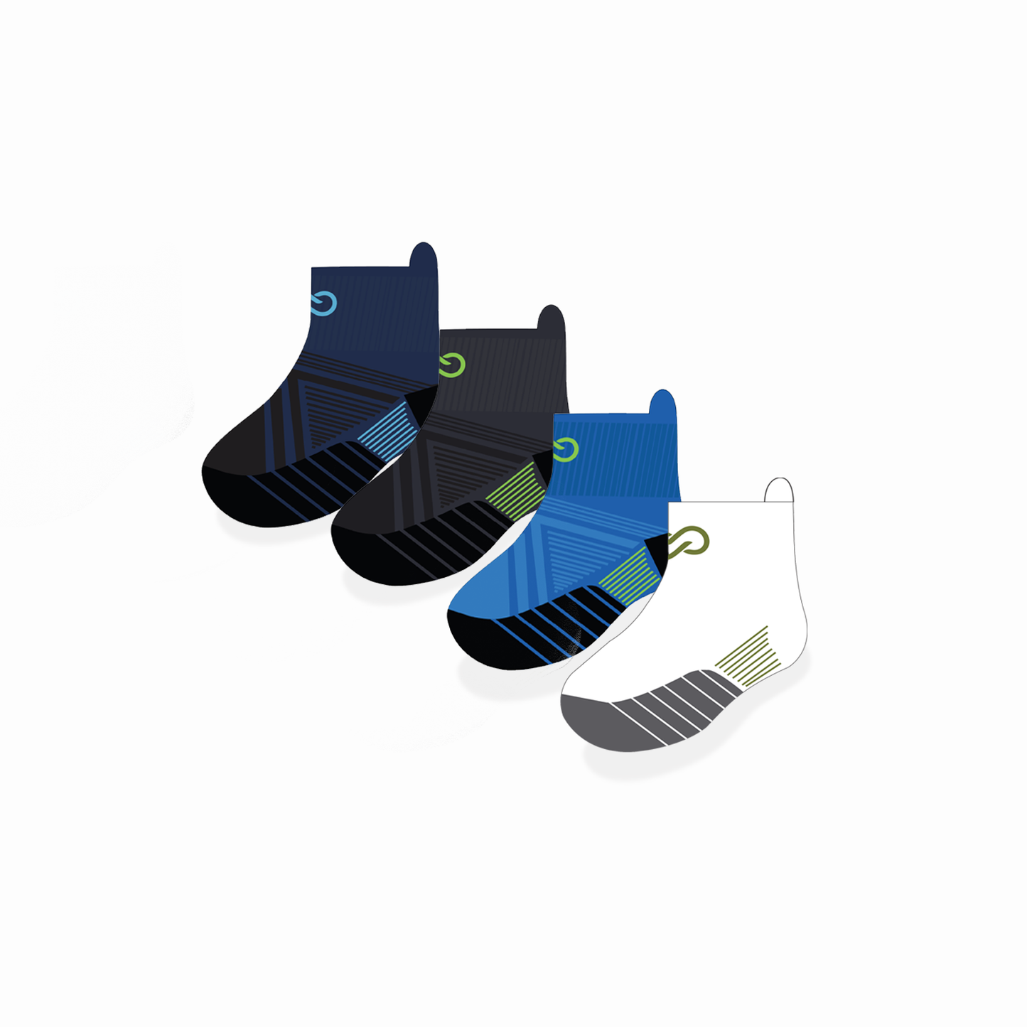 "Speedster Stripes: Active Performance Ankle Socks for Kids 4-pack"