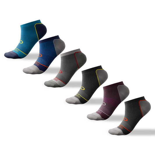 "ZephyrFlow Athletic Ankle Socks - Spectrum Fusion Collection" 6-pack