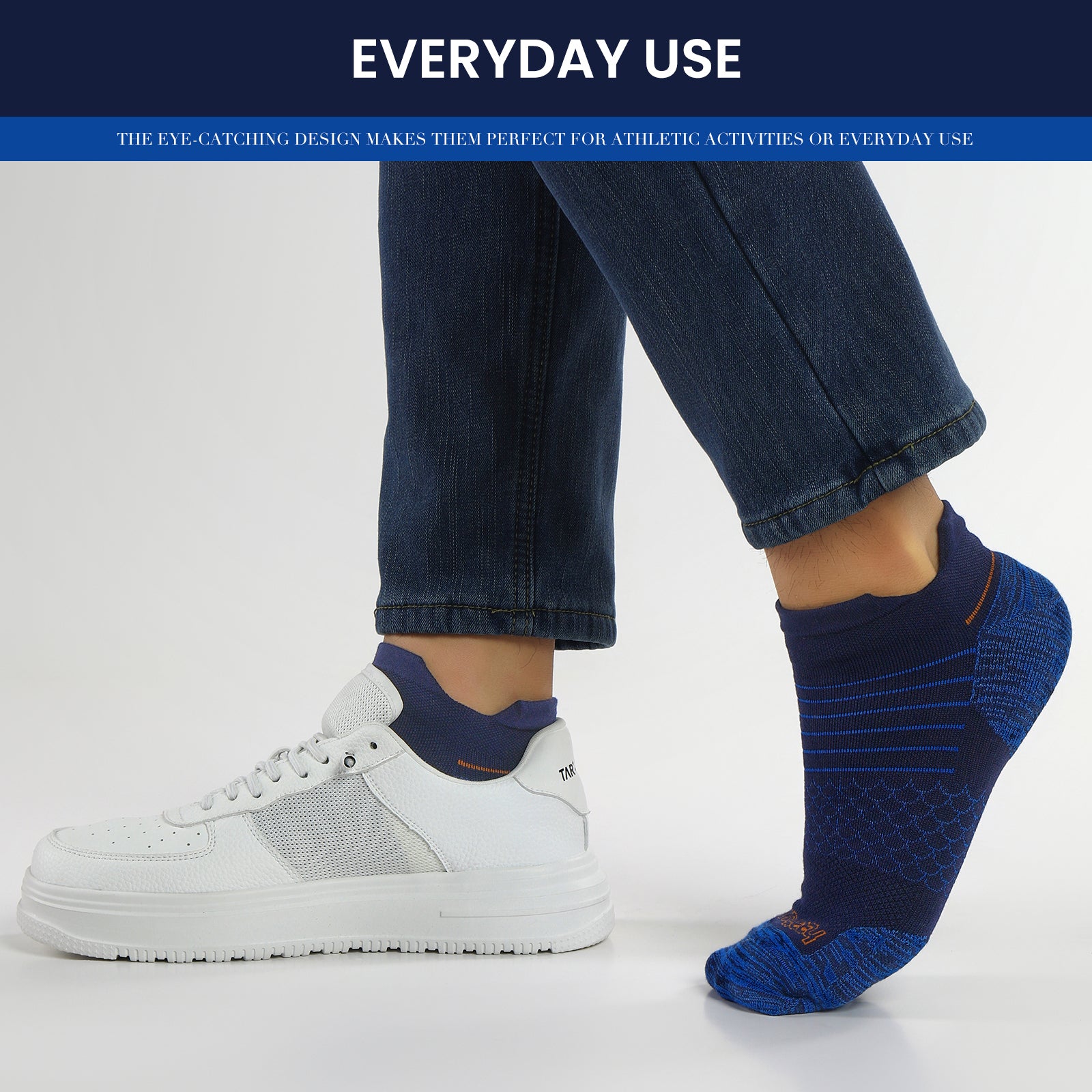 🌿 Bamboo Ankle Socks for Both Genders - Navy Blue with Stylish Red Line - Large/Extra Large - L/XL 🌿