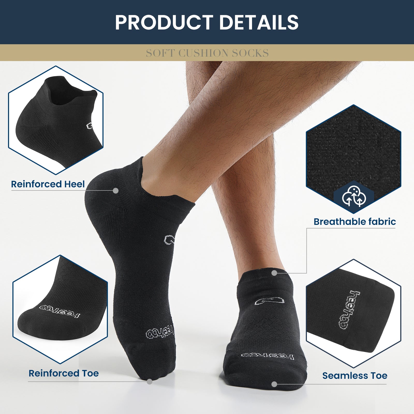 🌿 Juego de 3 calcetines tobilleros de bambú para hombre y mujer - Negro premium - ¡Diseño elegante y excelente rendimiento! 🌿