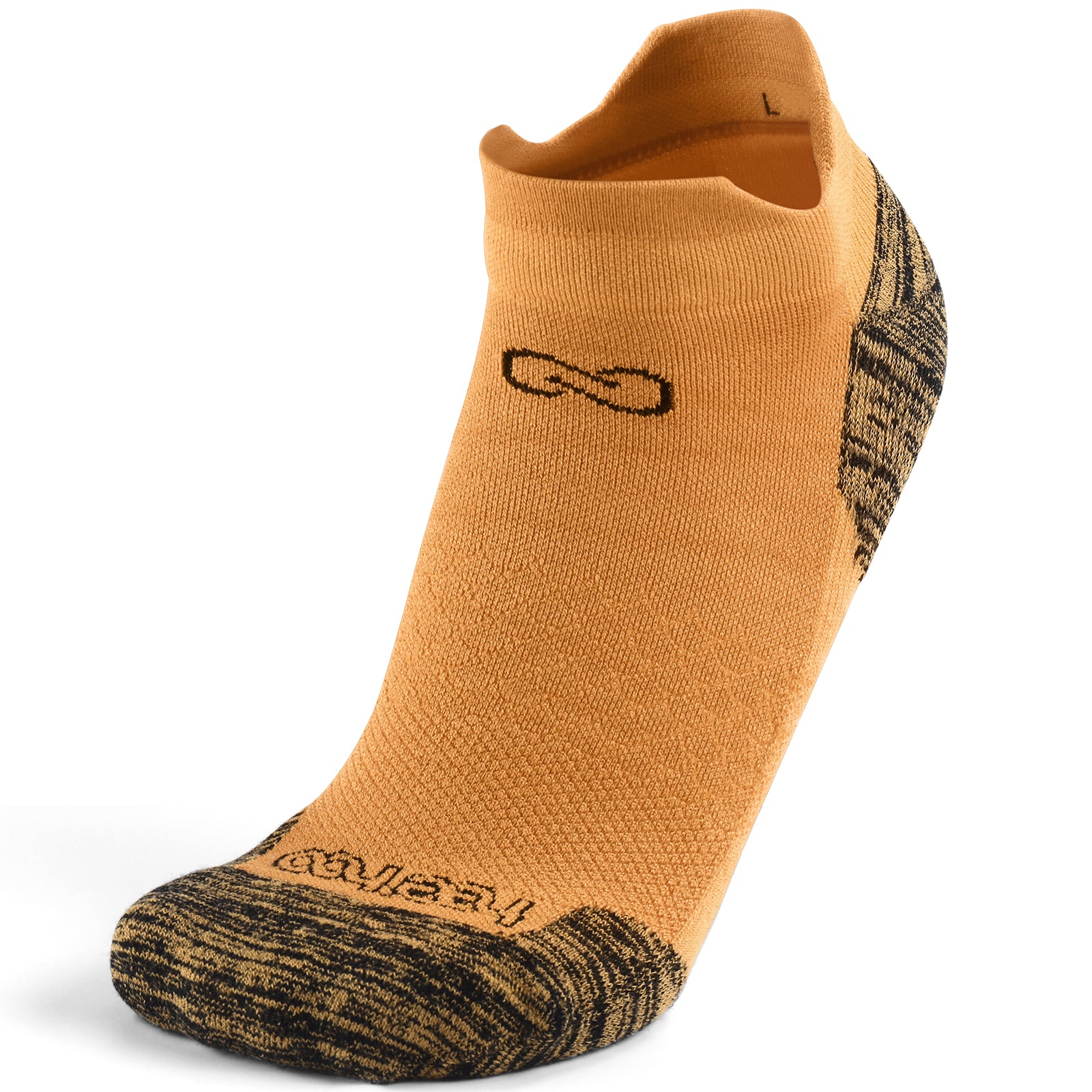 🌿 Calcetines tobilleros de bambú para ambos sexos - Naranja con elegante tacón gris - Grande/Extra grande - L/XL 🌿