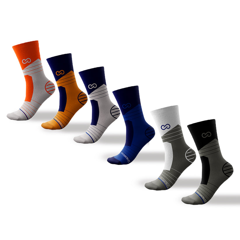 "QuantumStride Crew Socks - Metro Elegance Collection" 6-pack